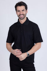 Barabas Wholesale Men's Solid Color Diamond Premium Stretch Polo Shirts 5P11 Black
