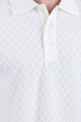 Barabas Wholesale Men's Solid Color Diamond Premium Stretch Polo Shirts 5P11 White