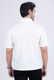 Barabas Wholesale Men's Solid Color Diamond Premium Stretch Polo Shirts 5P11 Off White