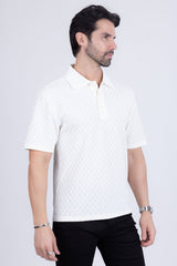 Barabas Men's Solid Color Diamond Premium Stretch Polo Shirts 5P11 Bone