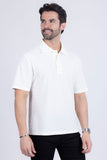Barabas Wholesale Men's Solid Color Diamond Premium Stretch Polo Shirts 5P11 White