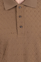 Barabas Wholesale Men's Solid Color Diamond Premium Stretch Polo Shirts 5P11 Coffee