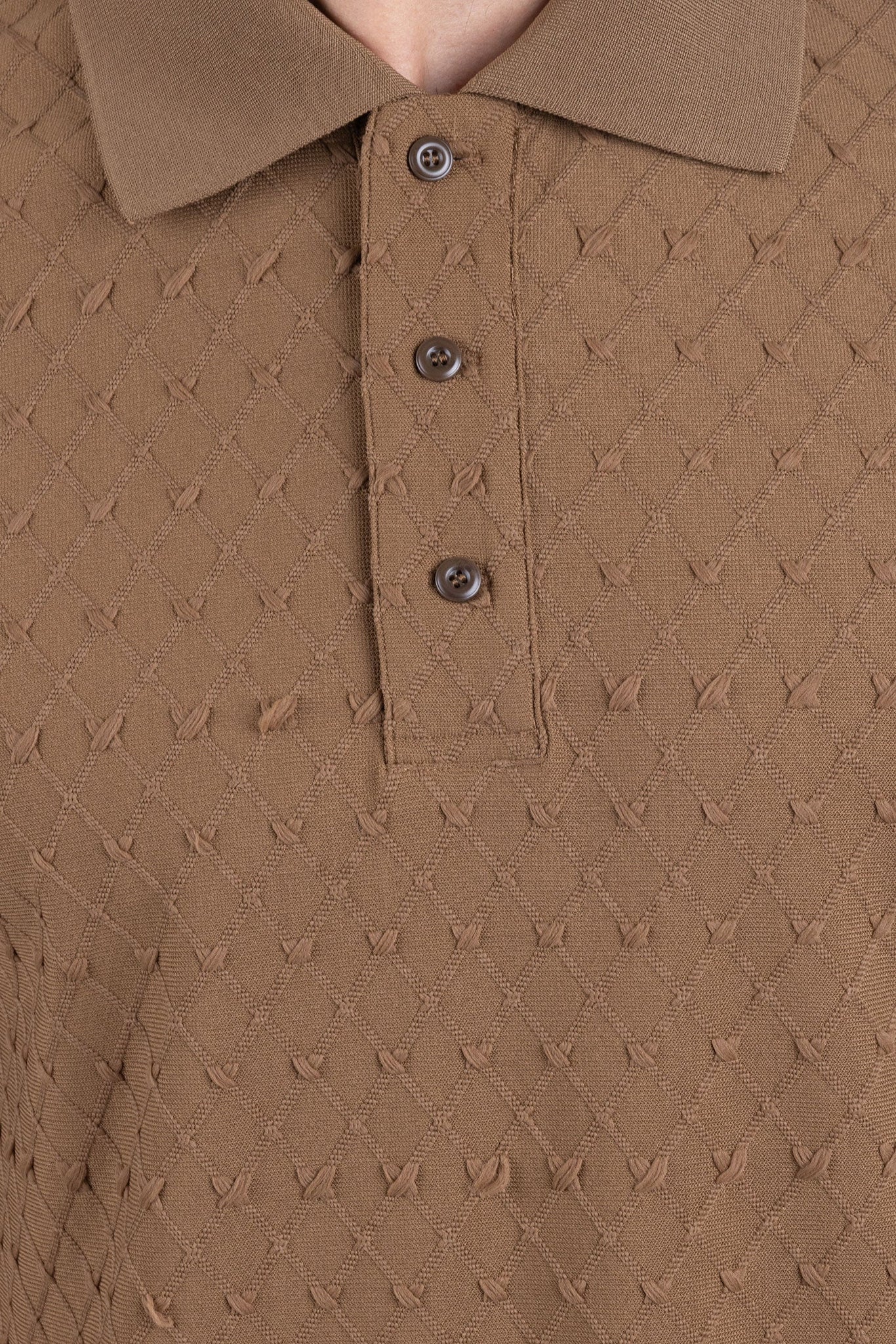 Barabas Wholesale Men's Solid Color Diamond Premium Stretch Polo Shirts 5P11 Coffee