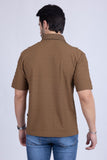 Barabas Wholesale Men's Solid Color Diamond Premium Stretch Polo Shirts 5P11 Brown