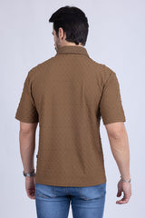 Barabas Men's Solid Color Diamond Premium Stretch Polo Shirts 5P11 Brown