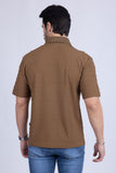 Barabas Men's Solid Color Diamond Premium Stretch Polo Shirts 5P11 Brown