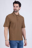 Barabas Wholesale Men's Solid Color Diamond Premium Stretch Polo Shirts 5P11 Brown