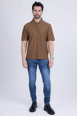 Barabas Wholesale Men's Solid Color Diamond Premium Stretch Polo Shirts 5P11 Tobacco Brown