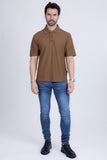 Barabas Wholesale Men's Solid Color Diamond Premium Stretch Polo Shirts 5P11 Tobacco Brown