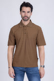 Barabas Wholesale Men's Solid Color Diamond Premium Stretch Polo Shirts 5P11 Brown