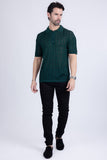 Barabas Wholesale Men's Geometric Premium Stretch See Through Polo Shirts 5P12 Green