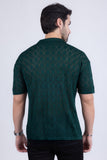 Barabas Wholesale Men's Geometric Premium Stretch See Through Polo Shirts 5P12 Green