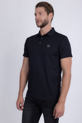 Barabas Wholesale Men's Solid Geometric Short Sleeve Stretch Polo Shirts 5P16 Black