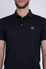 Barabas Wholesale Men's Solid Geometric Short Sleeve Stretch Polo Shirts 5P16 Black