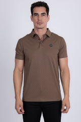 Barabas Wholesale Men's Solid Geometric Short Sleeve Stretch Polo Shirts 5P16 Brown