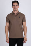 Barabas Wholesale Men's Solid Geometric Short Sleeve Stretch Polo Shirts 5P16 Brown