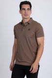 Barabas Wholesale Men's Solid Geometric Short Sleeve Stretch Polo Shirts 5P16 Brown