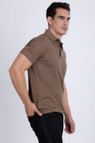 Barabas Wholesale Men's Solid Geometric Short Sleeve Stretch Polo Shirts 5P16 Brown