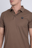 Barabas Wholesale Men's Solid Geometric Short Sleeve Stretch Polo Shirts 5P16 Brown