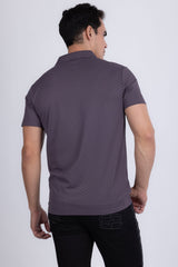 Barabas Wholesale Men's Solid Geometric Short Sleeve Stretch Polo Shirts 5P16 Purple