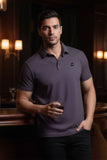 Barabas Wholesale Men's Solid Geometric Short Sleeve Stretch Polo Shirts 5P16 Purple
