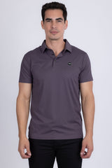 Barabas Wholesale Men's Solid Geometric Short Sleeve Stretch Polo Shirts 5P16 Purple