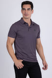 Barabas Wholesale Men's Solid Geometric Short Sleeve Stretch Polo Shirts 5P16 Purple