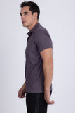 Barabas Wholesale Men's Solid Geometric Short Sleeve Stretch Polo Shirts 5P16 Purple
