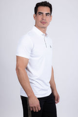Barabas Wholesale Men's Solid Geometric Short Sleeve Stretch Polo Shirts 5P16 White