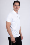 Barabas Wholesale Men's Solid Geometric Short Sleeve Stretch Polo Shirts 5P16 White