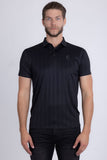Barabas Wholesale Men's Geometric Premium Stretch Patterned Polo Shirts 5P17 Black