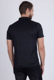 Barabas Wholesale Men's Geometric Premium Stretch Patterned Polo Shirts 5P17 Black