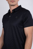 Barabas Wholesale Men's Geometric Premium Stretch Patterned Polo Shirts 5P17 Black