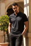Barabas Wholesale Men's Geometric Premium Stretch Patterned Polo Shirts 5P17 Black
