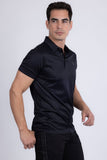 Barabas Wholesale Men's Geometric Premium Stretch Patterned Polo Shirts 5P17 Black