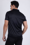 Barabas Wholesale Men's Geometric Premium Stretch Patterned Polo Shirts 5P17 Black