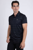 Barabas Wholesale Men's Solid Diamond Short Sleeve Stretch Polo Shirts 5P18 Black
