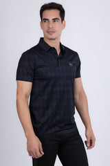 Barabas Wholesale Men's Solid Diamond Short Sleeve Stretch Polo Shirts 5P18 Black