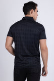 Barabas Wholesale Men's Solid Diamond Short Sleeve Stretch Polo Shirts 5P18 Black