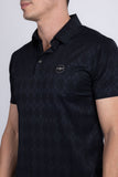 Barabas Wholesale Men's Solid Diamond Short Sleeve Stretch Polo Shirts 5P18 Black