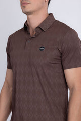 Barabas Wholesale Men's Solid Diamond Short Sleeve Stretch Polo Shirts 5P18 Coffee