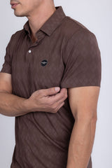 Barabas Wholesale Men's Solid Diamond Short Sleeve Stretch Polo Shirts 5P18 Coffee