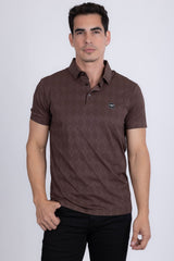 Barabas Wholesale Men's Solid Diamond Short Sleeve Stretch Polo Shirts 5P18 Coffee