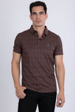 Barabas Wholesale Men's Solid Diamond Short Sleeve Stretch Polo Shirts 5P18 Coffee