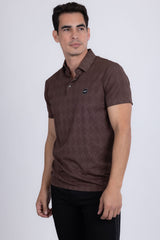 Barabas Wholesale Men's Solid Diamond Short Sleeve Stretch Polo Shirts 5P18 Coffee