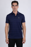 Barabas Wholesale Men's Solid Diamond Short Sleeve Stretch Polo Shirts 5P18 Navy