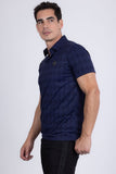 Barabas Wholesale Men's Solid Diamond Short Sleeve Stretch Polo Shirts 5P18 Navy