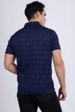 Barabas Wholesale Men's Solid Diamond Short Sleeve Stretch Polo Shirts 5P18 Navy