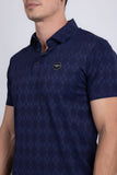 Barabas Wholesale Men's Solid Diamond Short Sleeve Stretch Polo Shirts 5P18 Navy