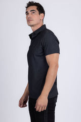 Barabas Wholesale Men's Solid Color Short Sleeve Stretch Polo Shirts 5P19 Black